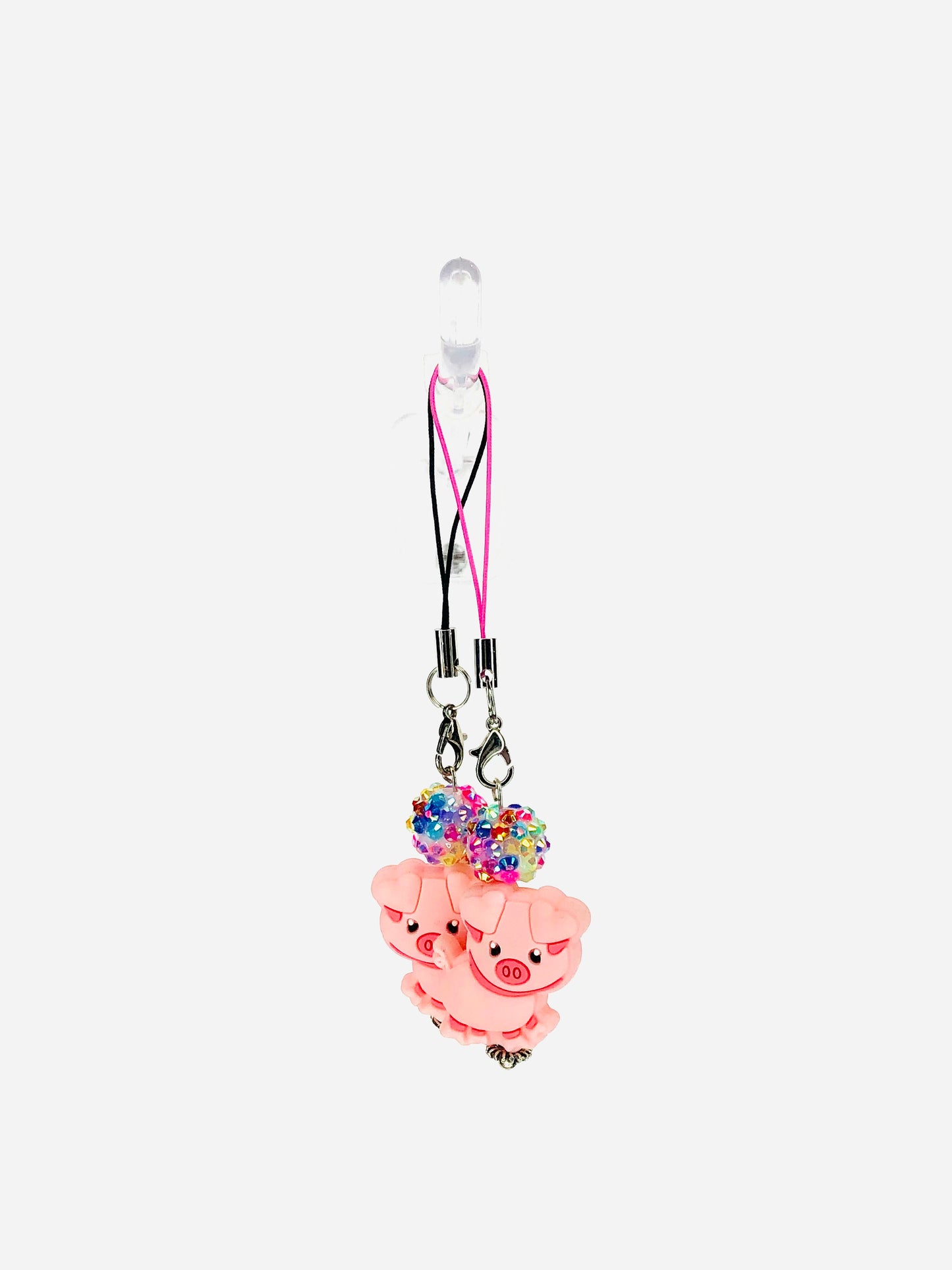 PiggyPals Keychains, set of 2 #05 - Pink and Black