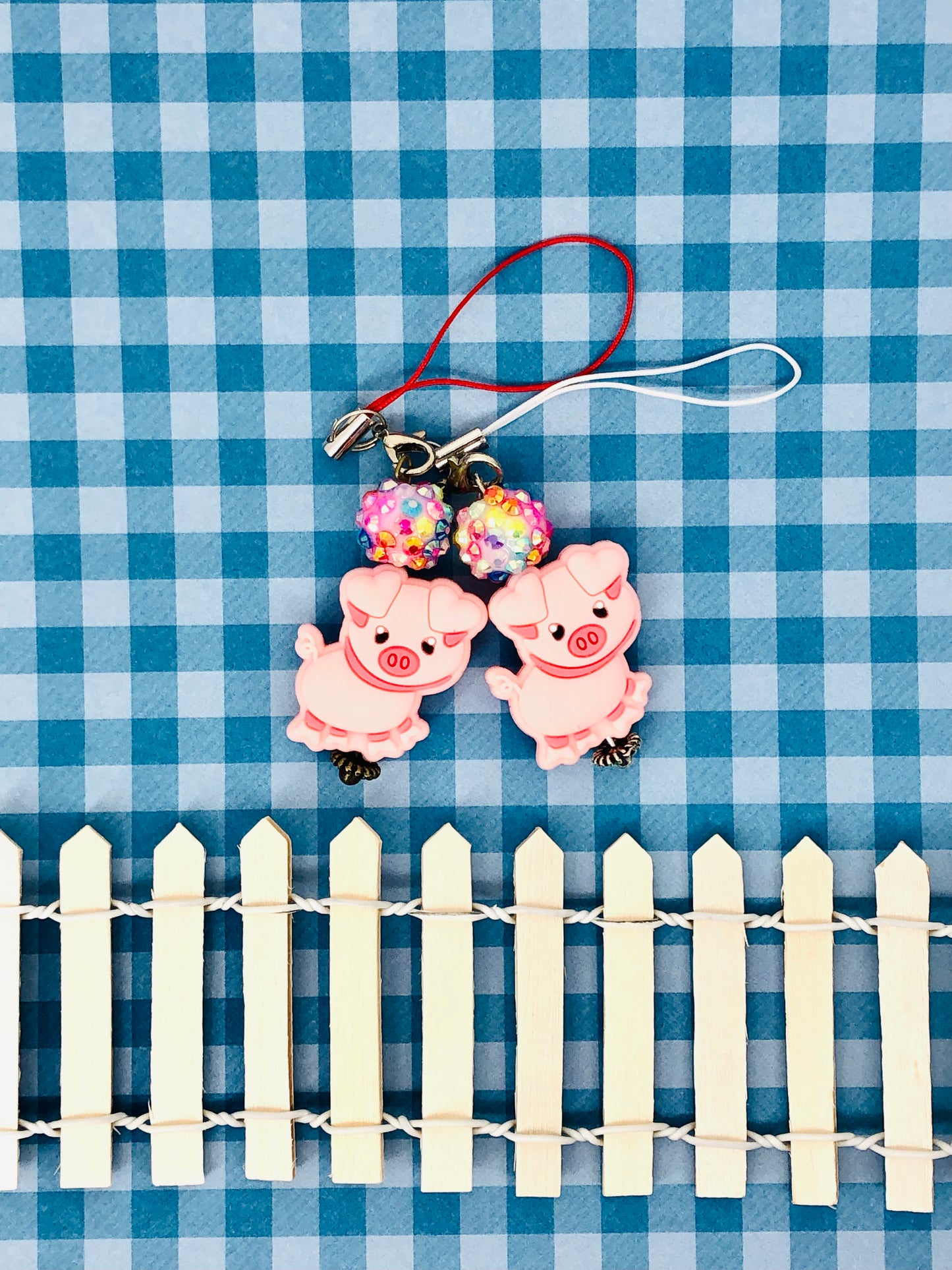 PiggyPals Keychains, set of 2 #02 - Red and White