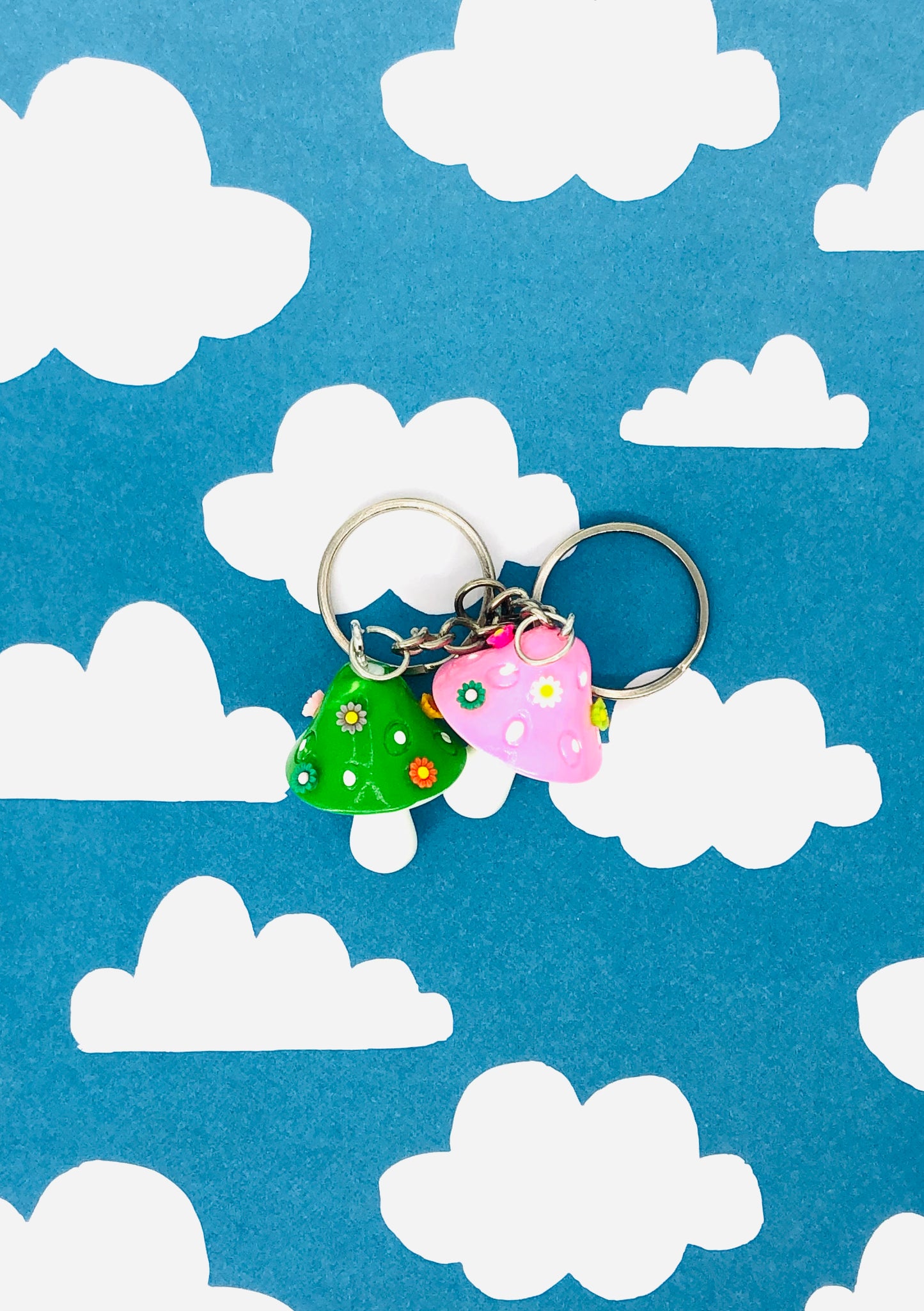 hinono Mushie Mates Keychains, set of 2 - #47 Green and Pink