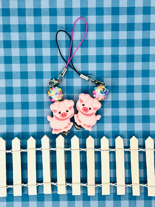 PiggyPals Keychains, set of 2 #05 - Pink and Black