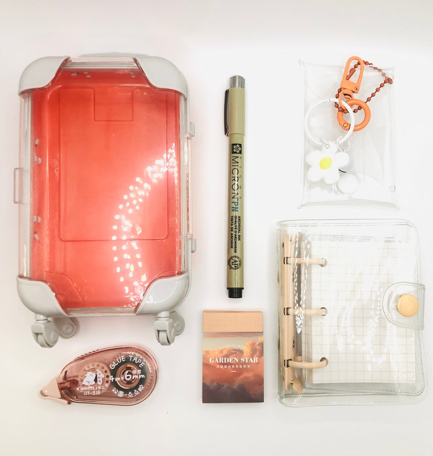 A hinono Exclusive! Stationery Suitcase Travel Kit - ORANGE