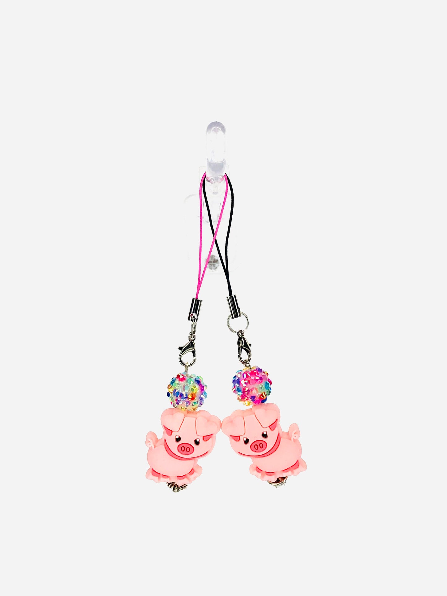 PiggyPals Keychains, set of 2 #05 - Pink and Black